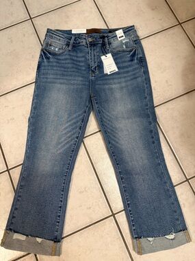 Judy Blue Mid Rise Kick Flare Jeans - Med Blue Size 9